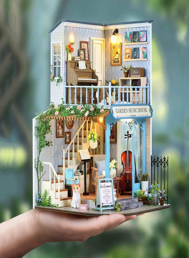 CUTEROOM Miniature House Kits for Adults,Mini Dollhouse Wooden Furniture Kit, DIY Craft Kits Creative Room Tiny House for Decoration- Garden Music House - Image 4